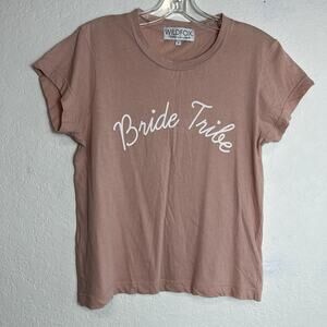 Wildfox Made In Los Angeles “Bride Tribe” Tee Nude color, Size S, short sleeve